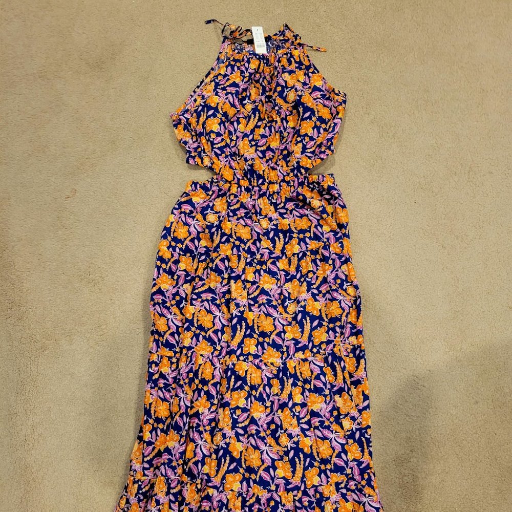 J Crew NWT Purple Floral Cutout Dress M